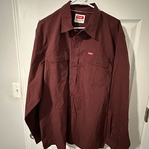 Wrangler Burgundy Men’s Button-Up Shirt - XL Western Shirt - Picture 1 of 6